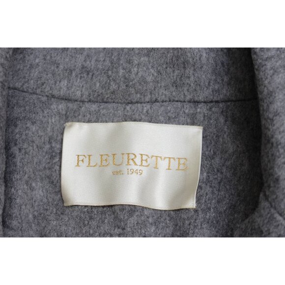 New w/Tags Fleurette Notch Collar Double Breasted Wool Coat in Grey Heather, 14 - Picture 14 of 14